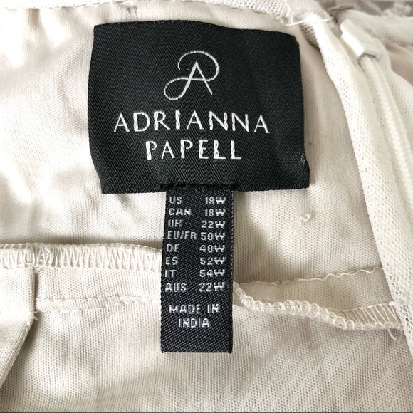 Adrianna Papell Plus Ivory Beaded Embellished Spaghetti Straps Dress - Picture 8 of 10